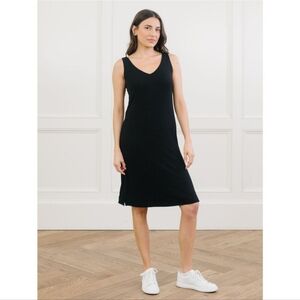 EUC Cozy Earth Women's Bamboo Rib-Knit‎ V-Neck Tank Top Lounge Dress Black XXXL